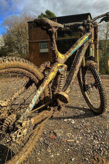 A muddy bike 